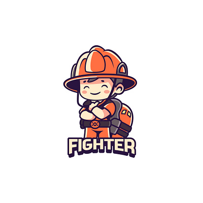 Smiling Firefighter Mascot Logo 3d animation branding cute design fire fighter firefighter graphic design illustration logo logos mascot