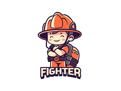 Smiling Firefighter Mascot Logo 3d animation branding cute design fire fighter firefighter graphic design illustration logo logos mascot