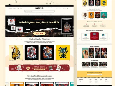 Art Tatto Website Concept branding cart dragon tattoo ecommerce graphic design illustration nguyentrongkhoi selling shop online tattoo tattoo online ui uiux ux website