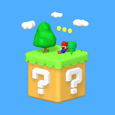 mario 3d illustration