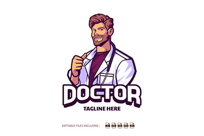 Passionate Smiling Doctor Mascot Logo 3d animation branding cartoon cute design doctor doctor logo graphic design illustration logo mascot