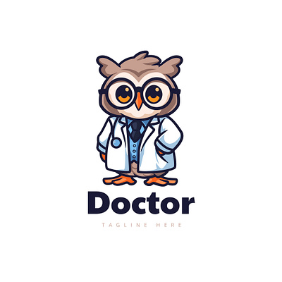 Owl Doctor Mascot Logo 3d animation branding cartoon cute cute logo design doctor graphic design illustration logo logo animal mascot medical owl