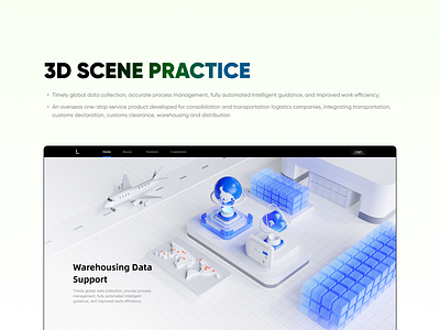 Factory and Logistics Transportation page 3d blender logistics product design storehouse ui ux web design