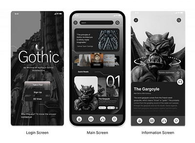 Gothic Architecture- An Exploration 3d 3d app architecture graphic design museum app ui