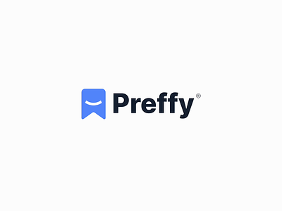 Preffy - Branding animation blue bookmark logo brand design brand identity branding design happy logo logo logo design minimal modern music competition ribbon logo smile logo visual identity