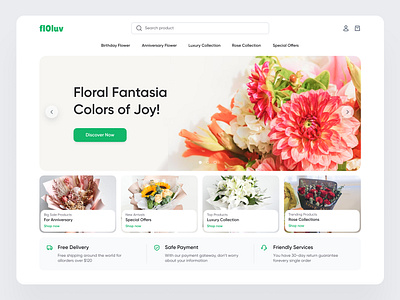fl0luv | Online Flower Shop app e commerce flower shopping ui ux website