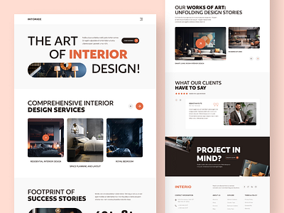 Interio - Interior Design Website animation architecture branding clean company design furniture furniture website graphic design homedecor interior interior design landing page minimal modern motion graphics ui ux web website design