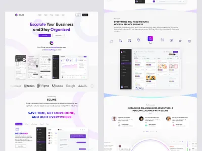Ecline - SaaS Website clean company creative design graphic design landing page purple saas ui ux web website design