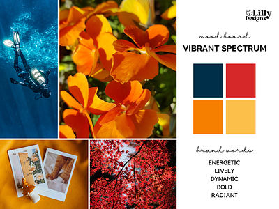 MoodBoard : Vibrant Spectrum animation blue bold branding canva energetic graphic design instagram lively logo moodboard motion graphics orange radiant red ui vibrant yellow