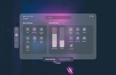 Settings Page - Daily UI Challenge glassmorphism ios spatial design ui uiux uiuxdesign user experience user interface ux virutal reality visionos vr