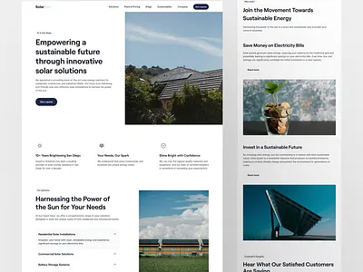 Solar Company Website Design clean design home page minimal modern renewable energy solar company solar web design solar website ui web design website