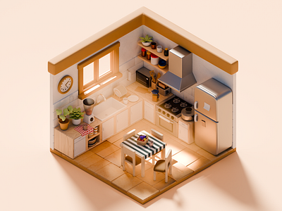 3D Isometric Kitchen Room floor
