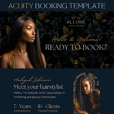 Acuity Scheduling Template for Hair Stylist, DIY Canva Template acuity hair salon acuity hairdresser acuity hairstylist acuity scheduling acuity site design canva template custom acuity site diy acuity website diy booking site hair stylist site scheduling template