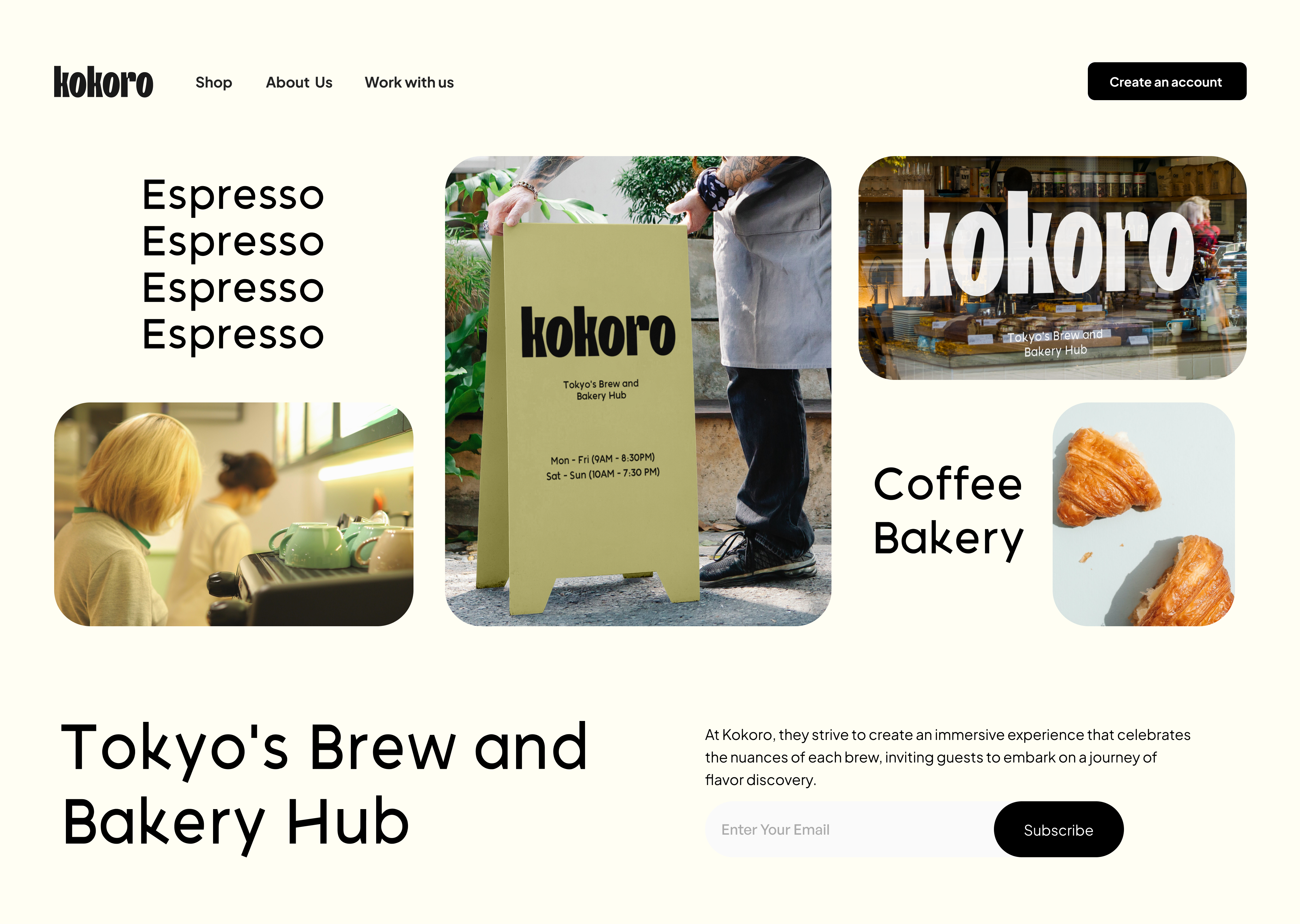 Kokoro landing page b&w food kokoro landing page bw landingpage ui website