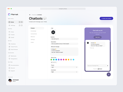 Remail UI Design project app branding chat chat bot dashboard design menu menu design modern support ui ui dashboard ui design website