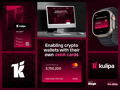 Kulipa - Debit cards for crypto wallets apple pay mockup apple watch mockup banking branding crypto banking crypto cards crypto design crypto wallets logo design web design