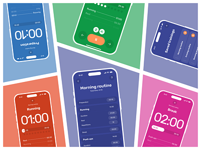 Sport Timer – Mobile App Concept app clean dailyui layout mobile ui uiux ux