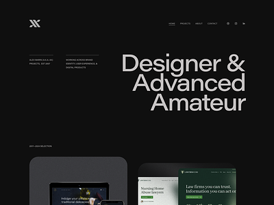 alex.mn — Portfolio branding case study dark design portfolio responsive showcase site typography web