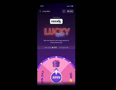Lucky Spin Mini Game animation app coins design game jackpot lucky mini motion graphics prize spin sports typography ui ux win