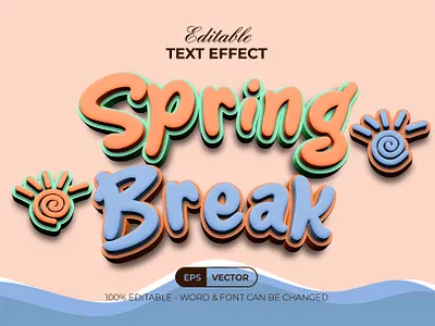 Spring Break Text Effect Soft Style 3d design editable effect font lettering pastel soft spring style summer text type typeface typography vector
