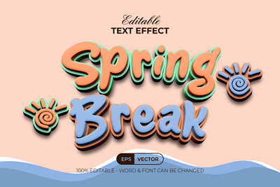 Spring Break Text Effect Soft Style 3d design editable effect font lettering pastel soft spring style summer text type typeface typography vector