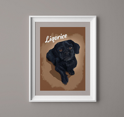 Pet Portrait - Liquorice digital painting dog drawing illustration pet portrait