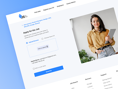 Job Search Platform apply page autolayout block color composition concept design footer graphic design grid job platform logo pixelperfect radiobutton resume title typography ui ui ux ux