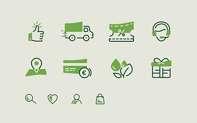 Icon Set branding clean concept creative design graphic design green icon icons iconset illustration outline ui