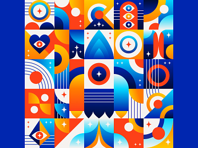 Rocket Geometric Pattern 🚀 abstract background clean cubism cubist art figma flat geometric art geometric design gradients graphic design icon id identity illustration layout minimal pattern shapes vivid