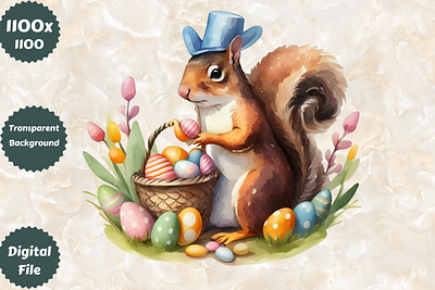 Easter Squirrel Illustration Clipart 3d abstract art aesthetic aesthetic print aesthetic printable aesthetic wall art animation artist branding design easter graphic design illustration logo motion graphics squirrel ui