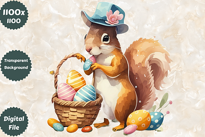 Easter Squirrel Illustration Clipart 3d abstract art aesthetic aesthetic print aesthetic printable aesthetic wall art animation artist branding design easter graphic design illustration logo motion graphics squirrel ui