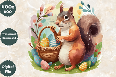 Easter Squirrel Illustration Clipart 3d abstract art aesthetic aesthetic print aesthetic printable aesthetic wall art animation artist branding design easter graphic design illustration logo motion graphics squirrel ui
