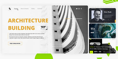 First screen concept for architecture building (v.2) architecture concept first screen landing landing page ui uiux ux web
