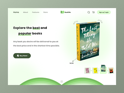 Landing page for shop books - Web book dailyui english interface landing page ui web