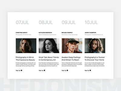 Event section – Hedonism UI calendar event ui ux web