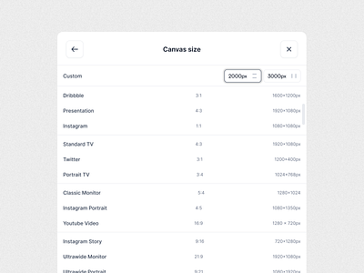 Canvas size update | Screenshot Beautifier | SaaS Web App canvas size canvas ui new project create product design saas saas web application screenshot beautifier ui design user experience ux design web app web application