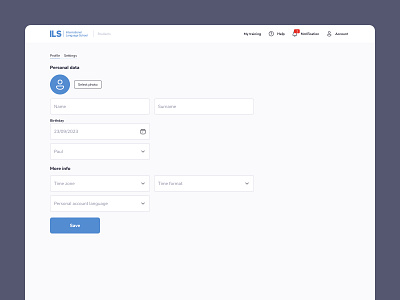 Form settings profile design form information personal account ui ux uxdesign