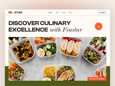 Feastar – Food Catering Website UI Figma Template culinary figma figma template figma ui food food blogger food catering homepage landing page minimalist modern peterdraw restaurant ui ui design uiux user interface web design website website design