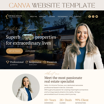 Real Estate Canva Website, Website Template for Realtor diy canva website