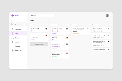 Task management tool app design ui ux web