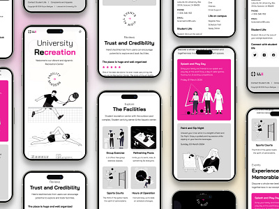 University Recreation Center Mobile Responsive Design clean faculty fitness illustration mobile responsive recreation center student space ui ui kits university