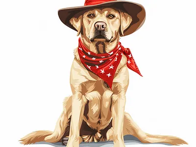 Labrador Retriever Sitting With Bandana And Magic Hat bulk t shirt design custom shirt design custom t shirt design design dog dogillustration dogs graphic design illustration merch design midjourney midjourneyai midjourneyaiart photoshop t shirt design typography t shirt design ui