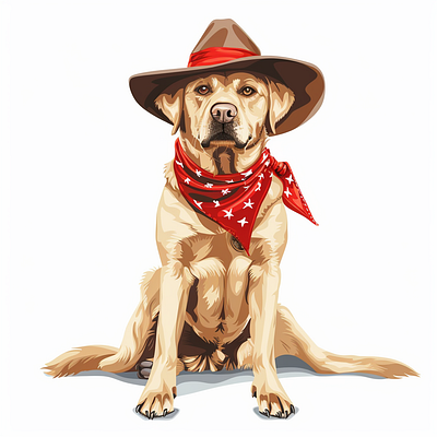 Labrador Retriever Sitting With Bandana And Magic Hat bulk t shirt design custom shirt design custom t shirt design design dog dogillustration dogs graphic design illustration merch design midjourney midjourneyai midjourneyaiart photoshop t shirt design typography t shirt design ui