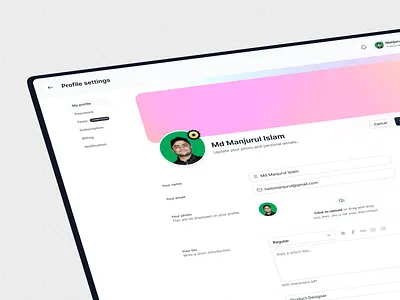 Profile settings | Screenshot Beautifier | SaaS Web Application product design saas web app ui ui design user experience ux design web app web application