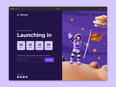 Ecommerce Countdown Timer - Daily UI Challenge - Day 14 above the fold branding countdown timer countdown webpage design ecommerce illustration inspiration israt jahan launching soon minimal minimal design purple sleek design social media timer ui uxisrat