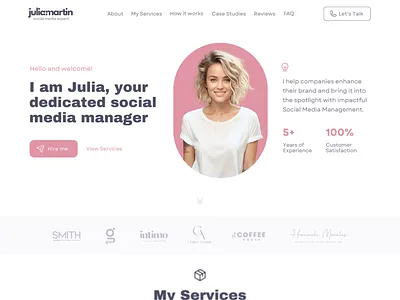 Social Media Manager Website, Canva Template Virtual Assistant social media website ui
