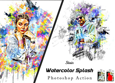 Stain Watercolor Splash Photoshop Action ink splash