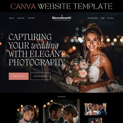 Photography Website Template, Canva Website for Photographer boho canva website ui