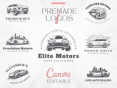 7 Cars Logo Designs, Branding for Car Rental & Car Dealership automobile logo branding logo