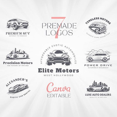 7 Cars Logo Designs, Branding for Car Rental & Car Dealership automobile logo branding logo